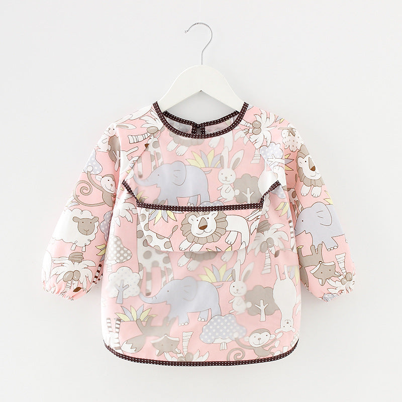 Bavoir imperméable à manches longues motifs animaux