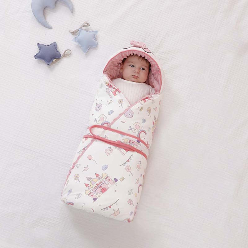 Couverture d'emmaillotage en coton motifs enfantins