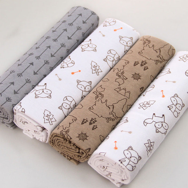 Lot de 4 draps langes en flanelle de coton