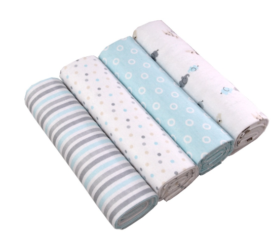Lot de 4 draps langes en flanelle de coton