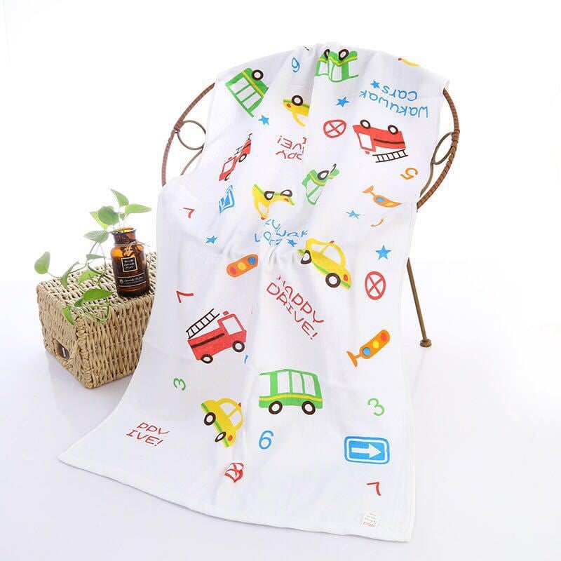 Serviette de bain bébé double gaze motifs enfantins