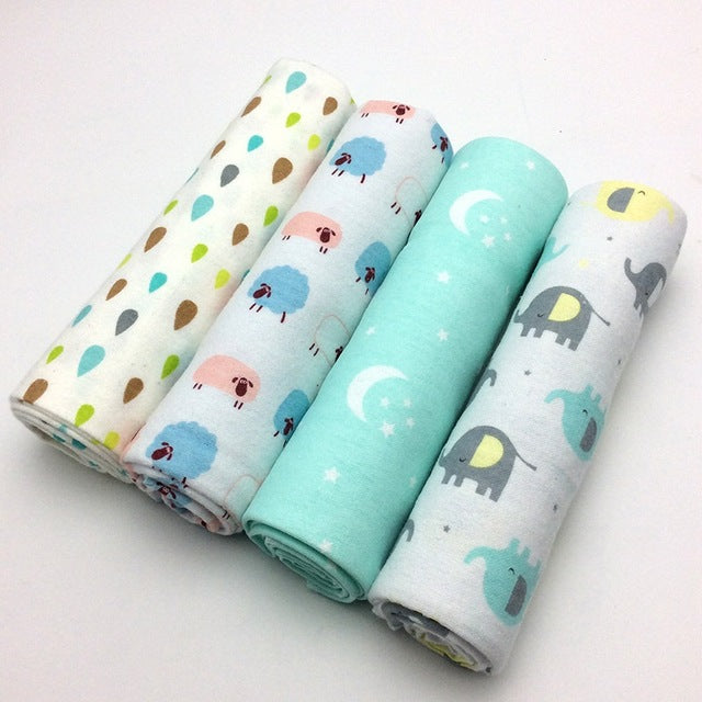 Lot de 4 draps langes en flanelle de coton