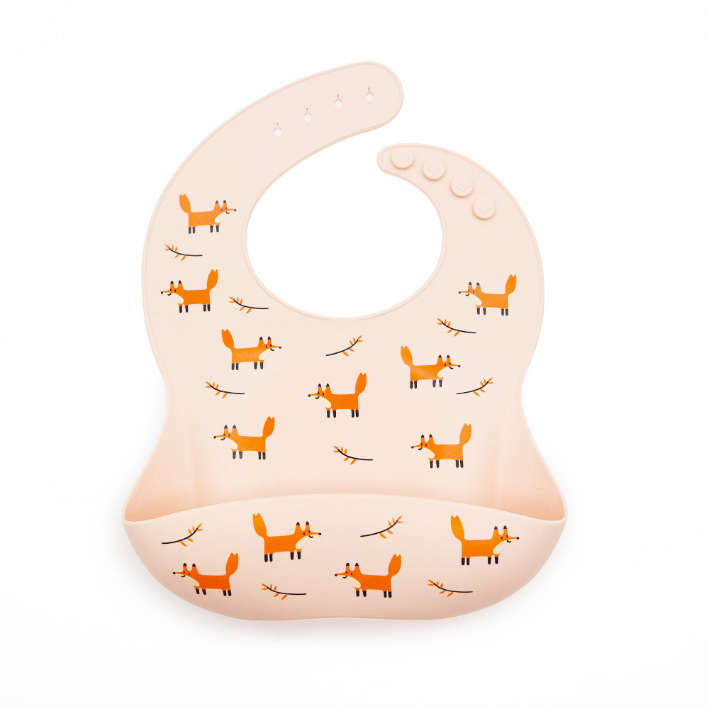 Bavoir silicone imperméable avec poche ramasse-miettes