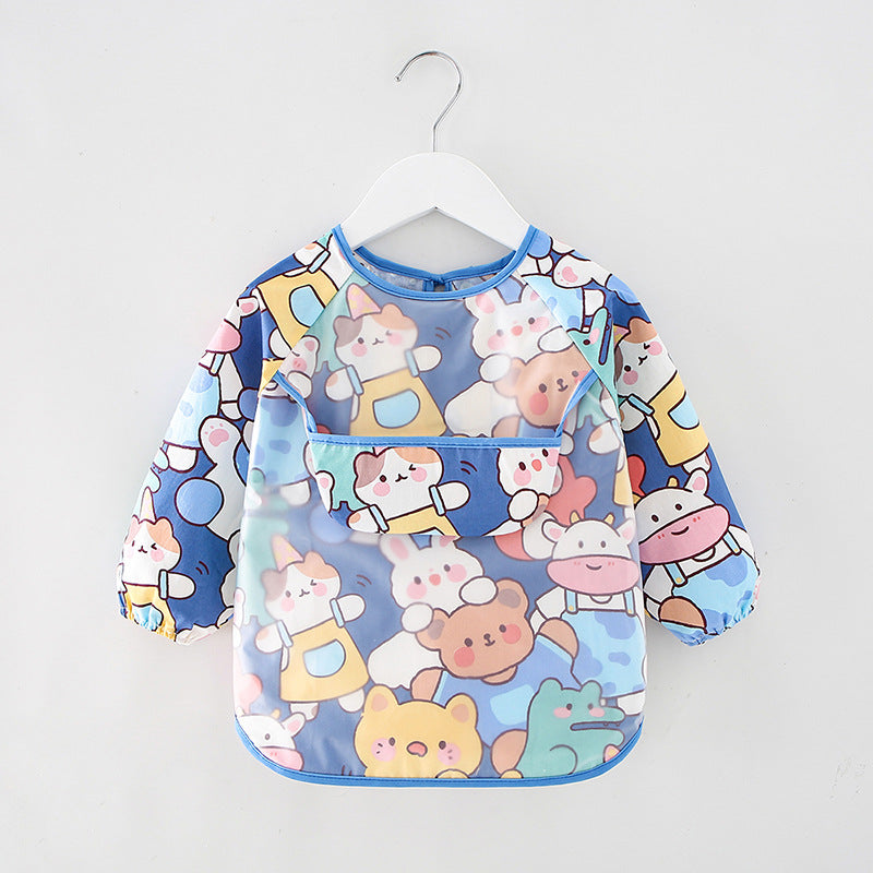 Bavoir imperméable à manches longues motifs animaux