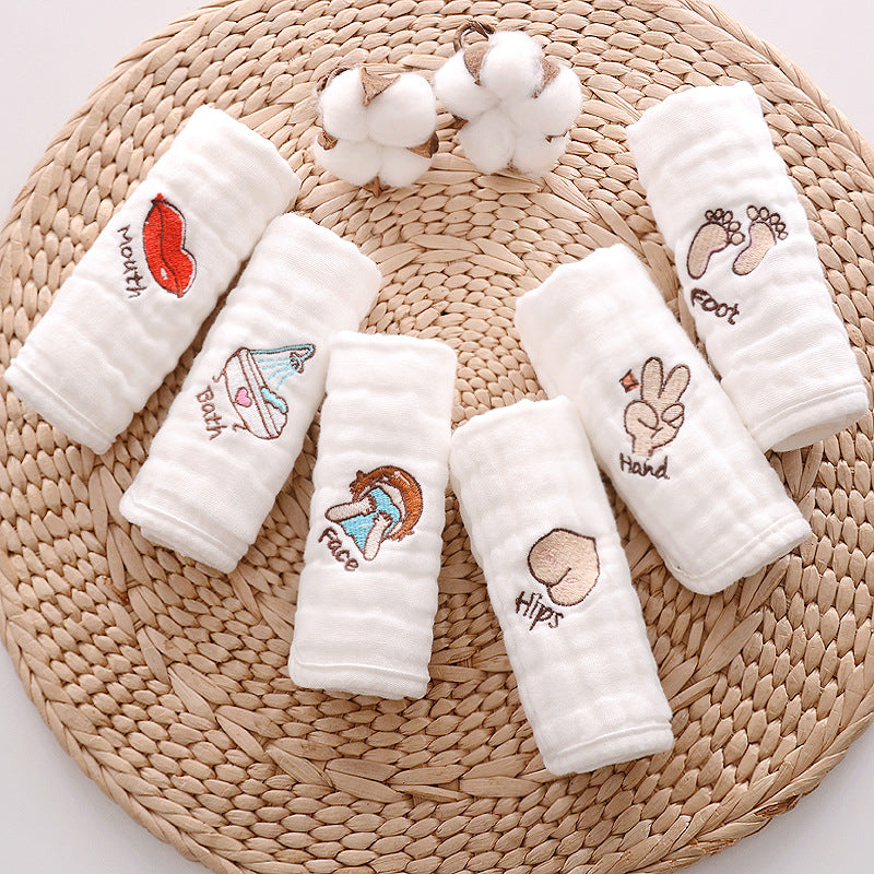 Lot de 5 carrés de coton brodés pour bébé
