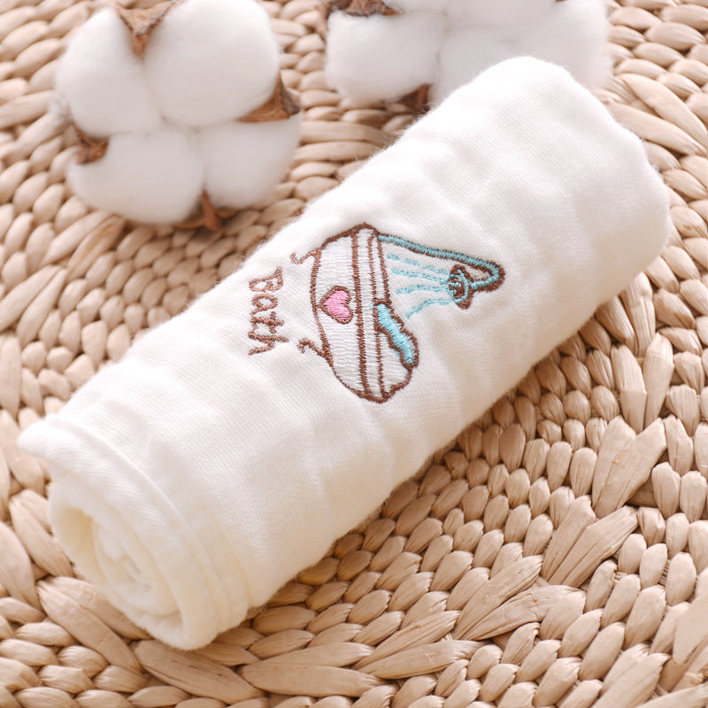 Lot de 5 carrés de coton brodés pour bébé