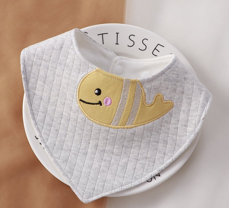 Bavoir triangulaire en coton motifs animaux