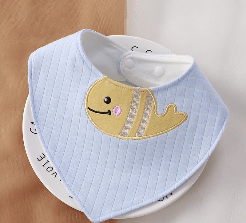 Bavoir triangulaire en coton motifs animaux