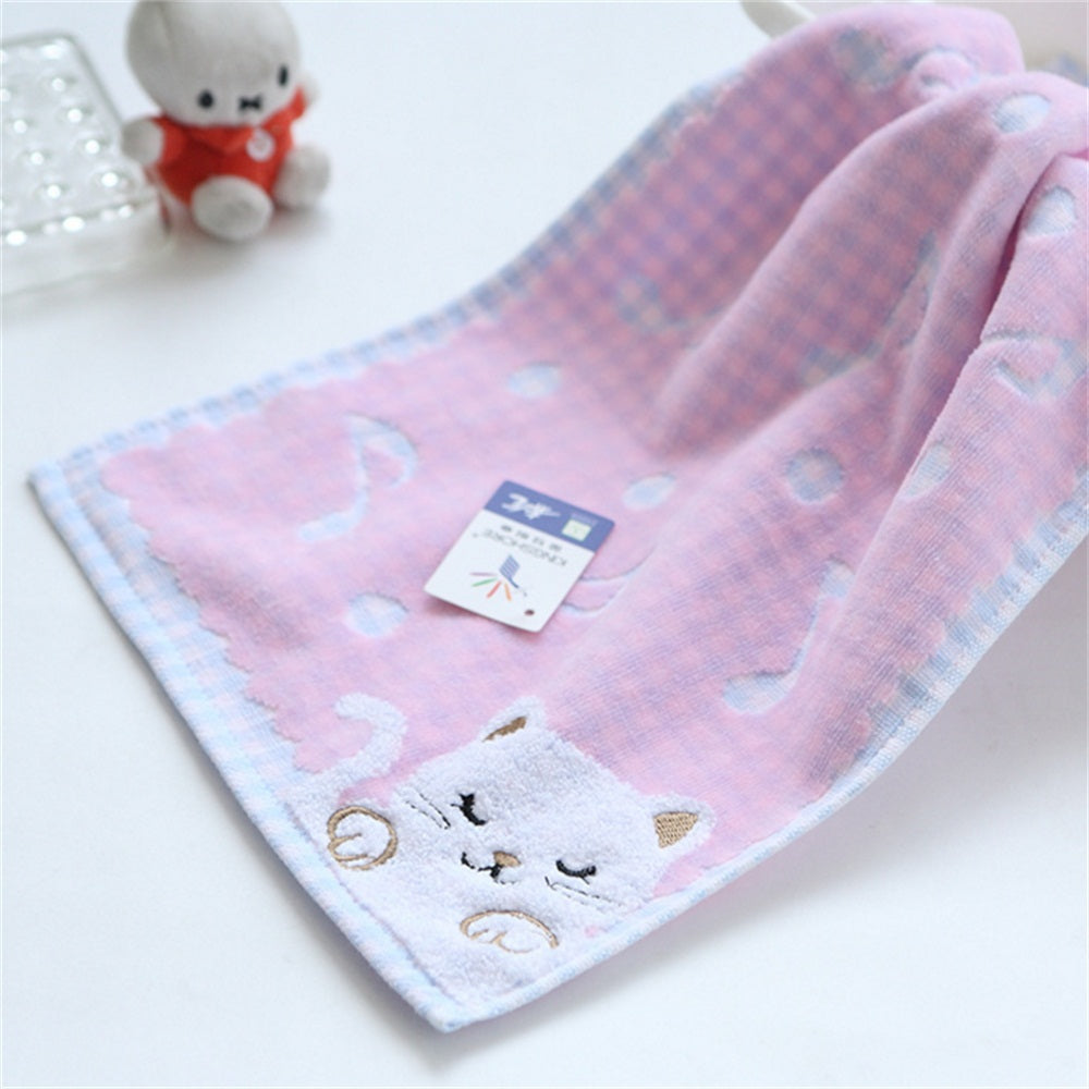 Foulard carré en coton motif chaton