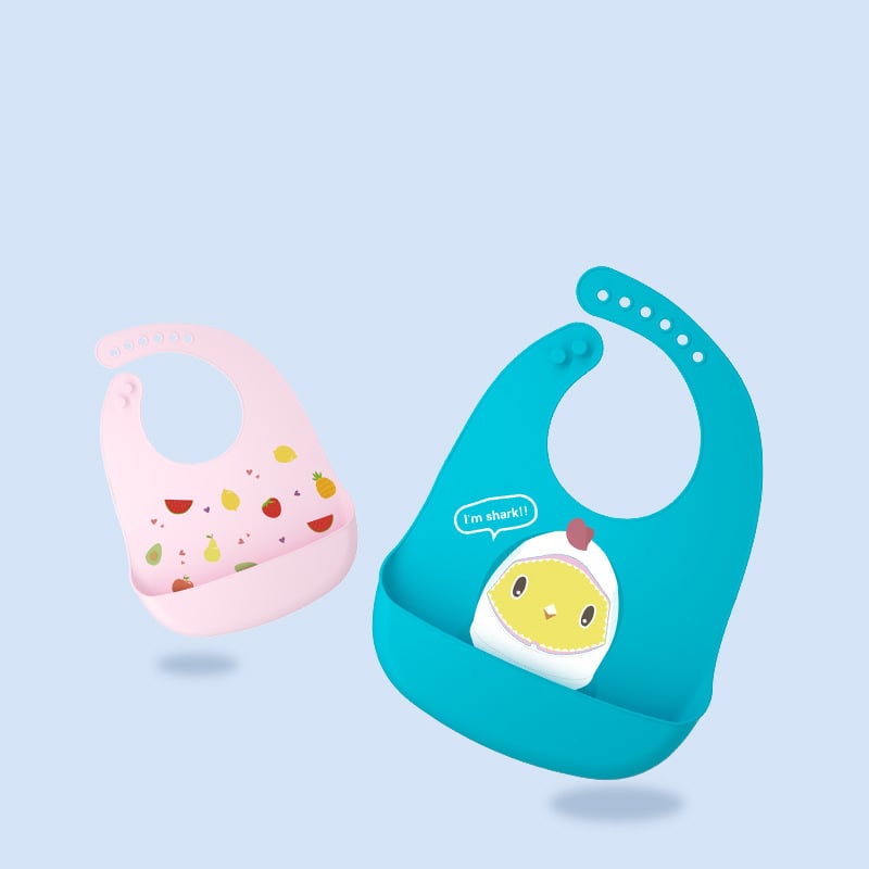 Bavoir en silicone avec poche récupératrice