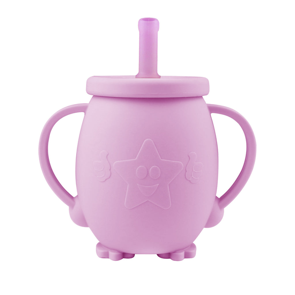 Gobelet d'apprentissage en silicone avec paille