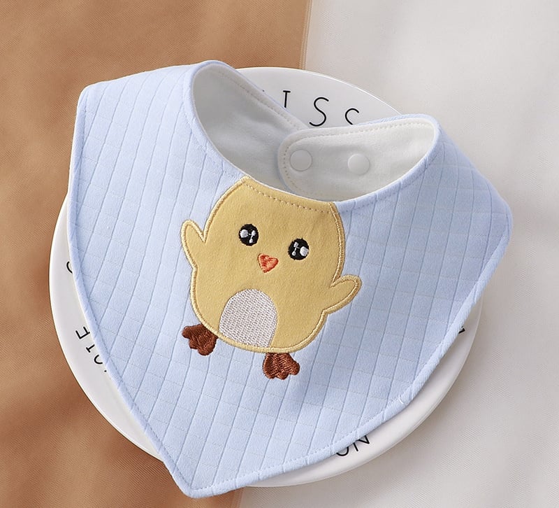 Bavoir triangulaire en coton motifs animaux