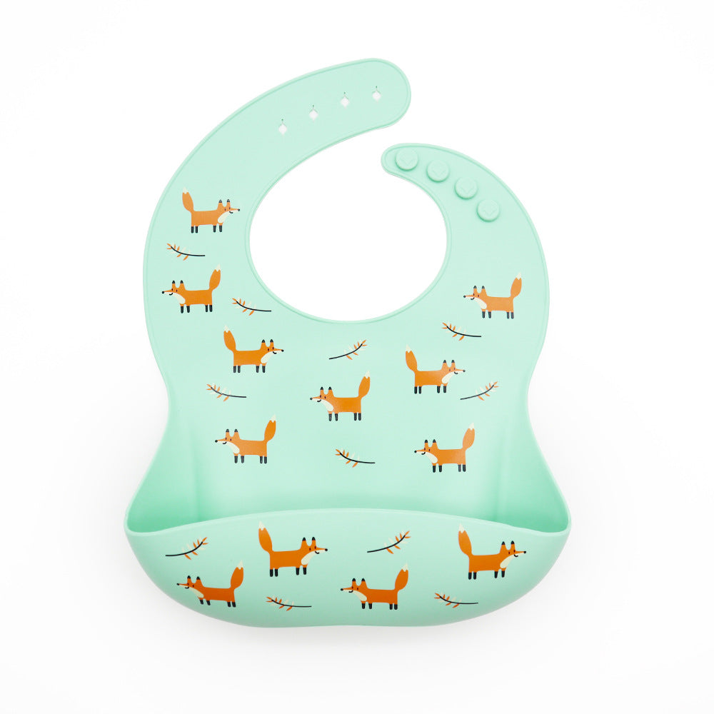 Bavoir silicone imperméable avec poche ramasse-miettes