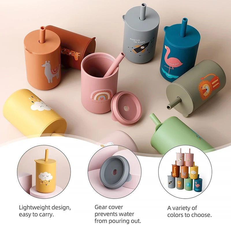 Gobelet d'apprentissage à paille en silicone