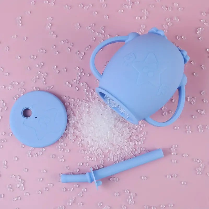Gobelet d'apprentissage en silicone avec paille