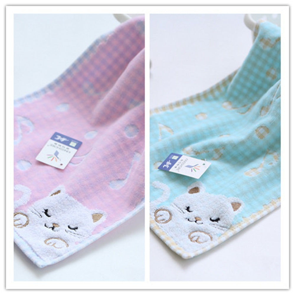 Foulard carré en coton motif chaton